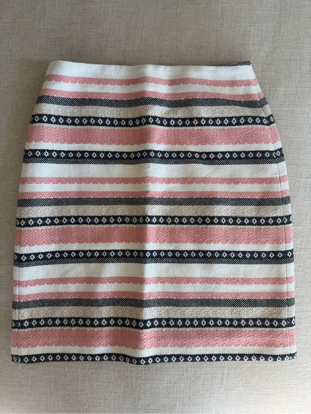 LOFT Outlet Skirt Womens Size 00P Pink Black Striped Textured Mini Textured